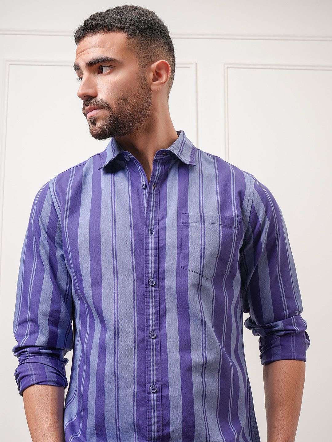 

KETCH Men Slim Fit Checked Shirt, Purple