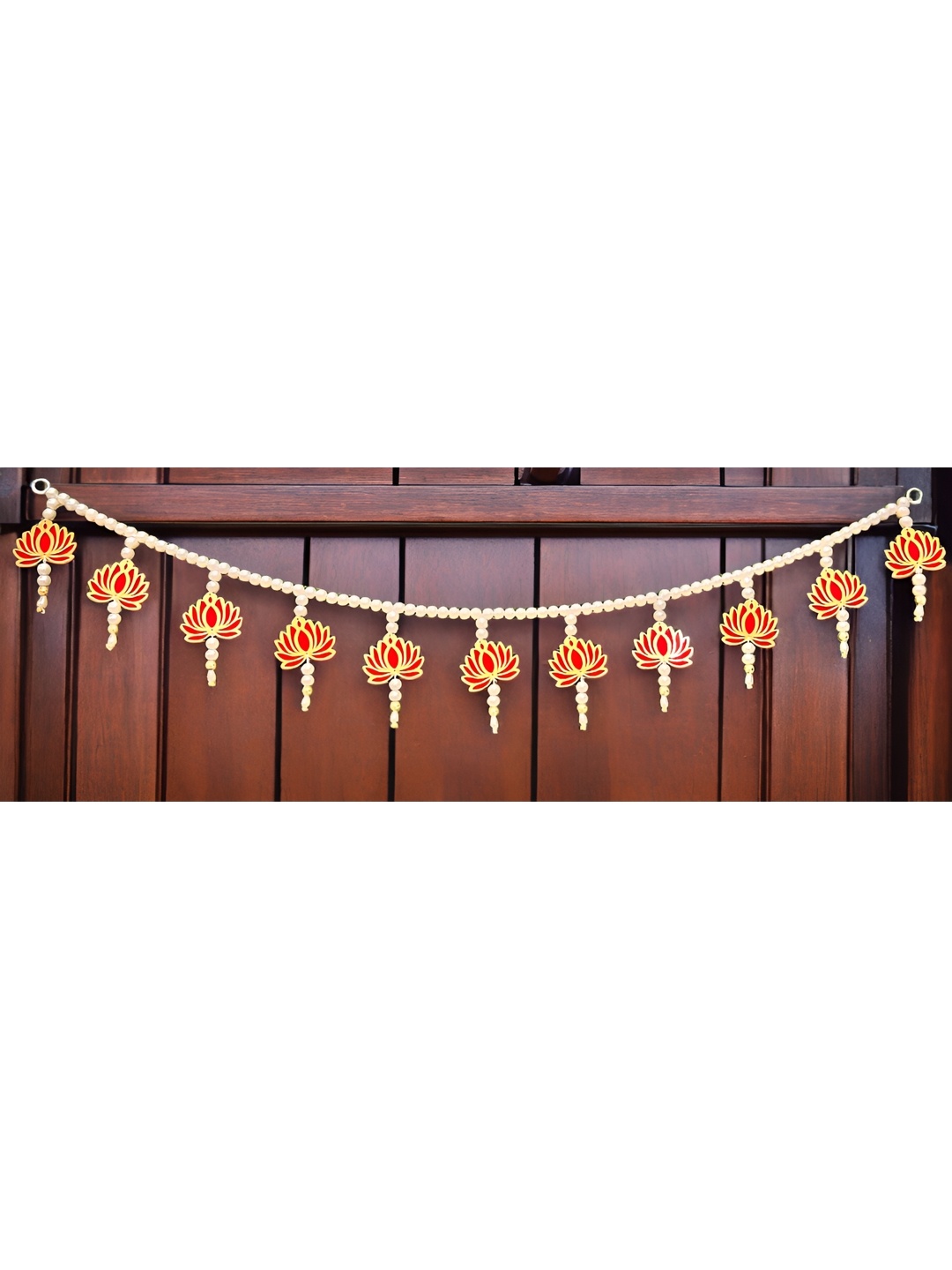 

iHandikart White & Gold toned Hanging Artificial Flower