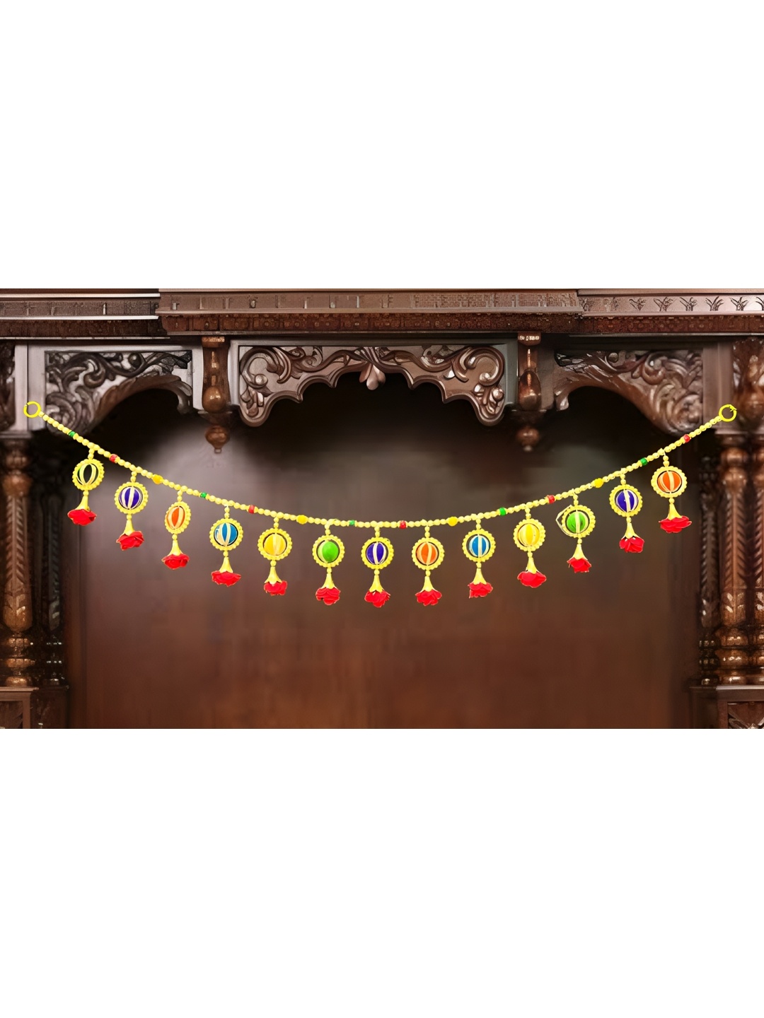 

iHandikart Gold toned & Red Hanging Artificial Flower