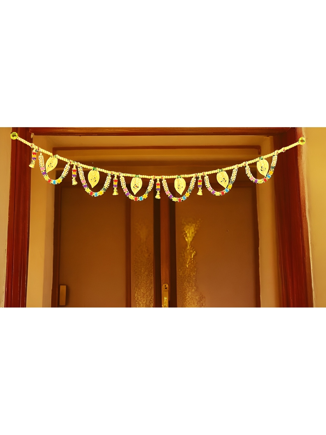 

iHandikart Gold toned & Red Hanging Artificial Flower