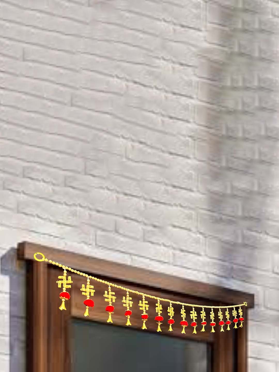 

iHandikart Gold toned & Red Hanging Artificial Flower