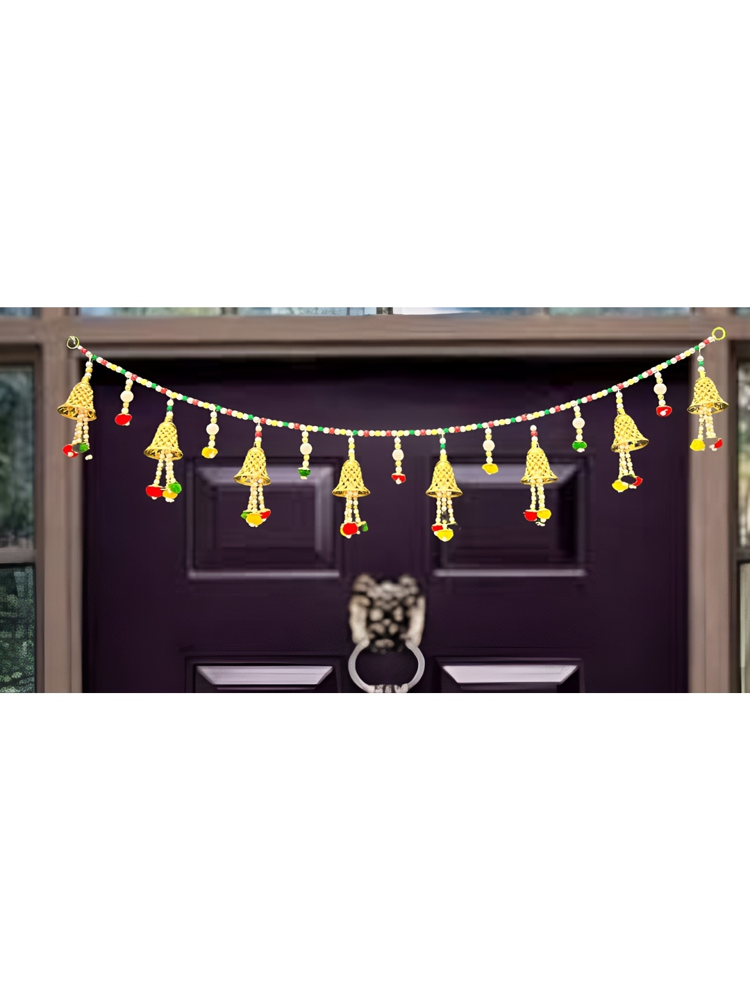 

iHandikart Gold toned & Red Hanging Artificial Flower