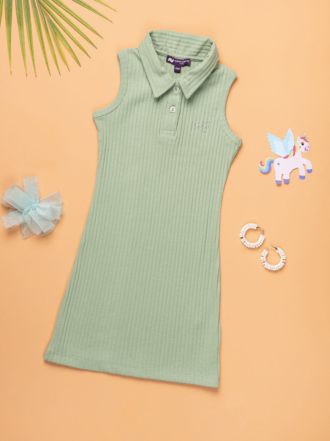 

Purple United Kids Striped A-Line Dress, Green