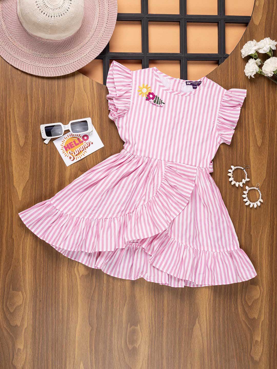 

Purple United Kids Striped Fit & Flare Dress, Pink