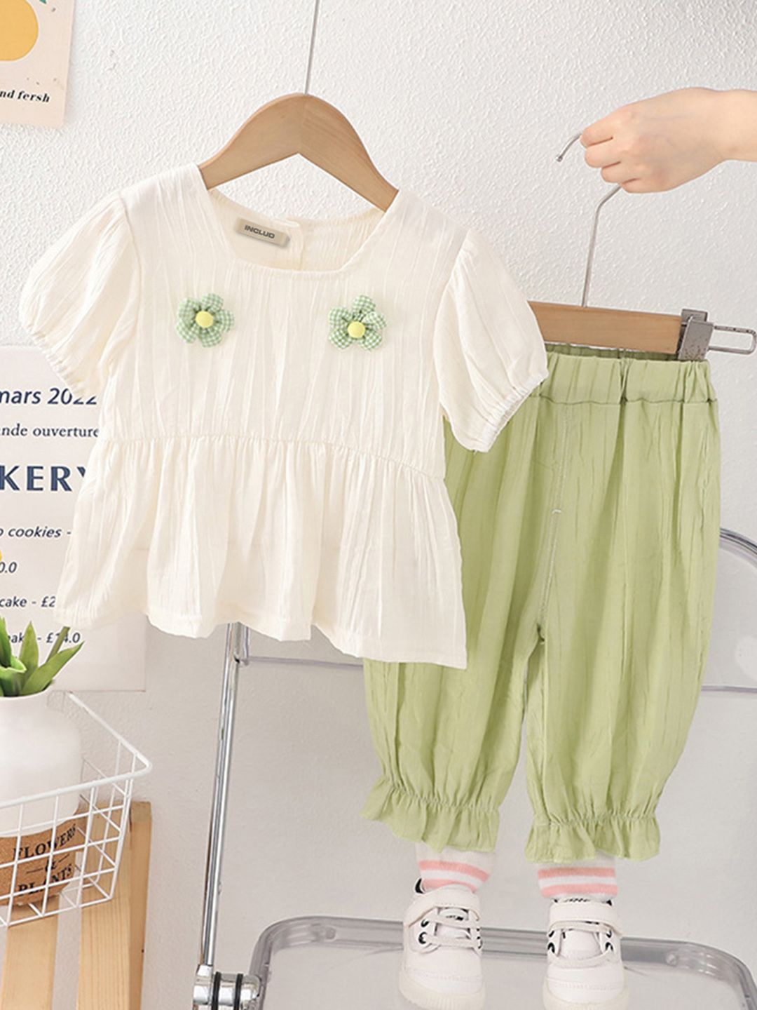 

INCLUD Girls Top with Trousers, Off white