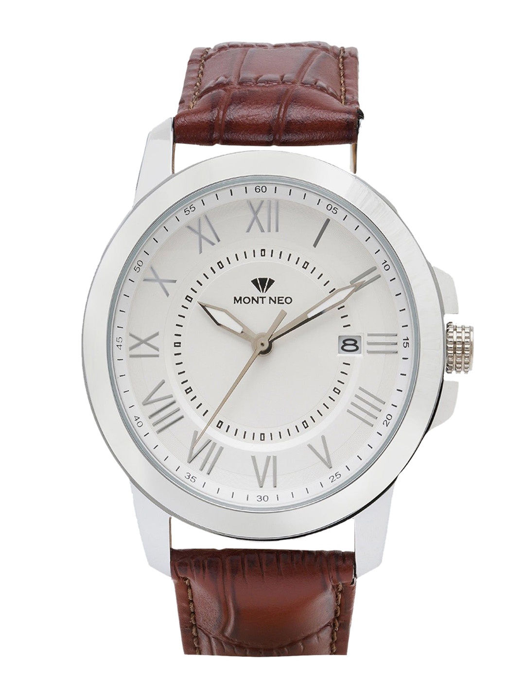 

MONT NEO Men Dial & Leather Textured Straps Analogue Watch 8002E-L1103, Silver