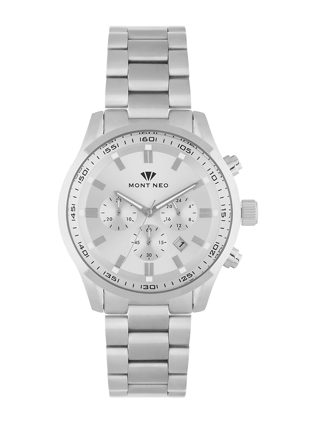

MONT NEO Men Embellished Dial & Stainless Steel Bracelet Style Straps Analogue Watch 1032C-M1103, Silver
