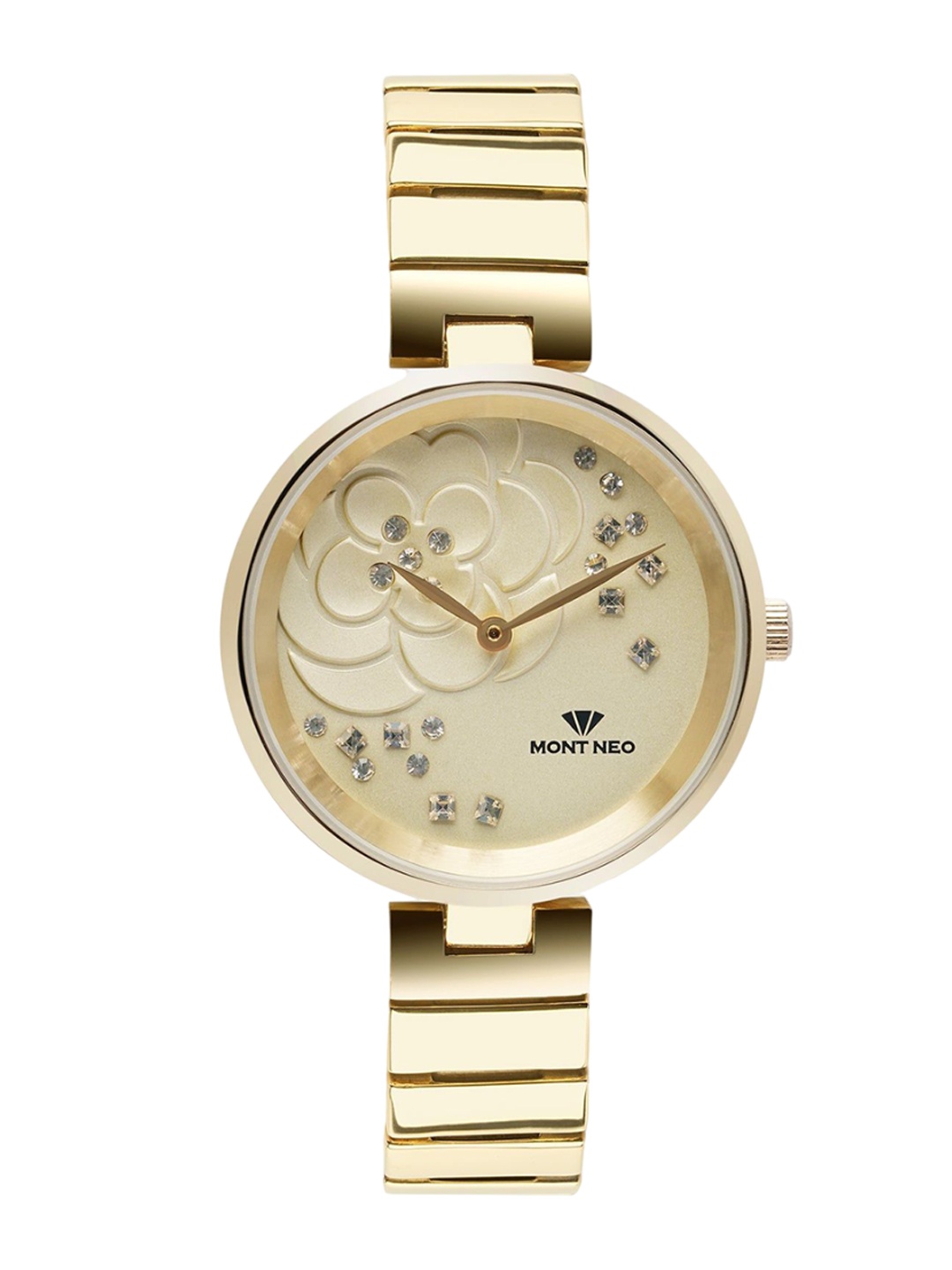 

MONT NEO Women Printed Dial & Stainless Steel Bracelet Style Straps Analogue Watch 7504B-M2208, Gold