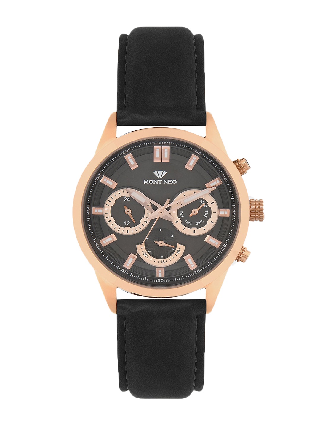 

MONT NEO Men Embellished Dial & Leather Straps Analogue Watch 7007C-L3316-04, Grey