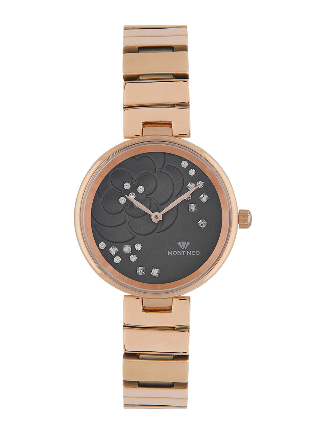 

MONT NEO Women Embellished Dial & Stainless Steel Bracelet Style Straps Analogue Watch 7504B-M3316, Grey