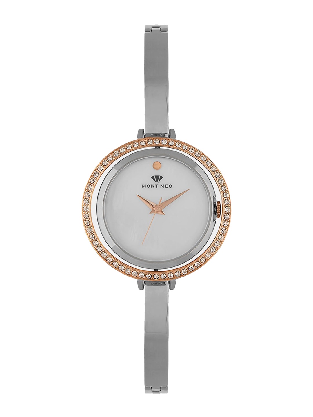 

MONT NEO Women Embellished Dial & Stainless Steel Bracelet Style Straps Analogue Watch 2012T-M1301, Grey