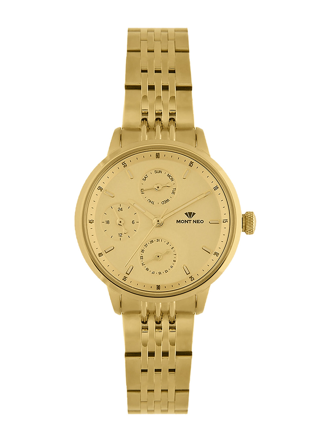 

MONT NEO Women Dial & Stainless Steel Bracelet Style Straps Analogue Watch L7005M-M2208, Champagne