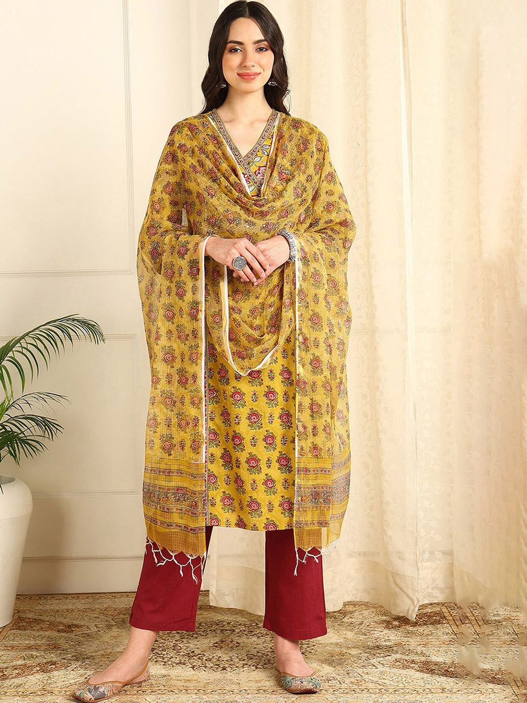 

Tahiliya Printed Cotton Dupatta, Mustard