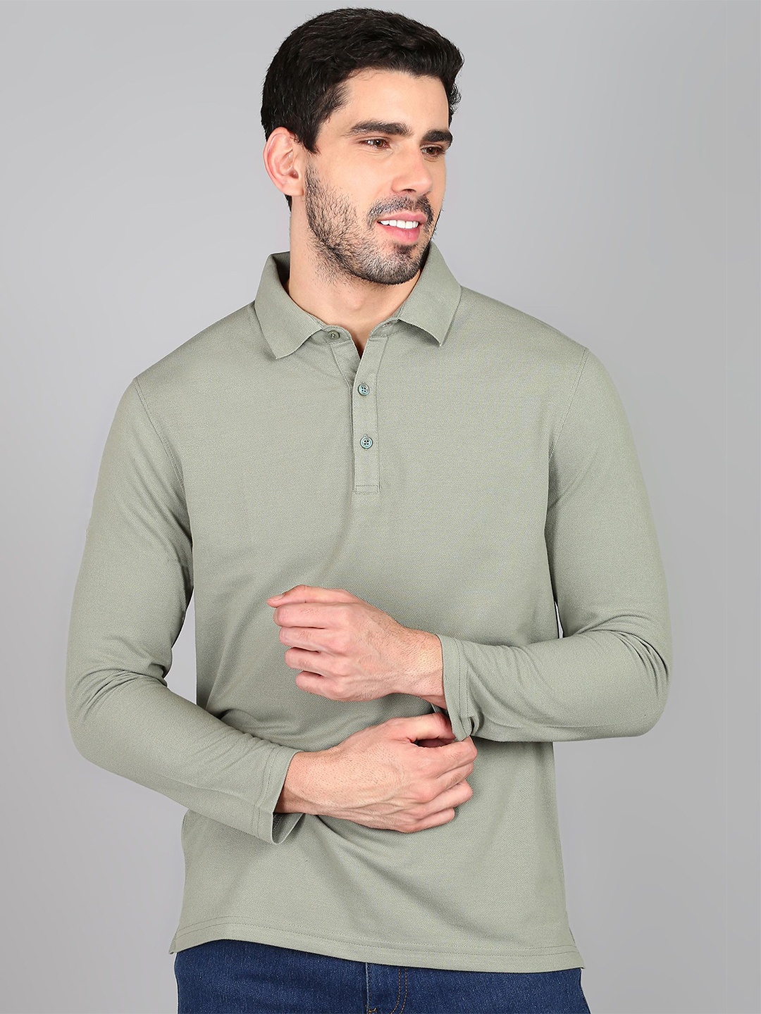 

Alan Jones Men Polo Collar Pockets T-shirt, Green