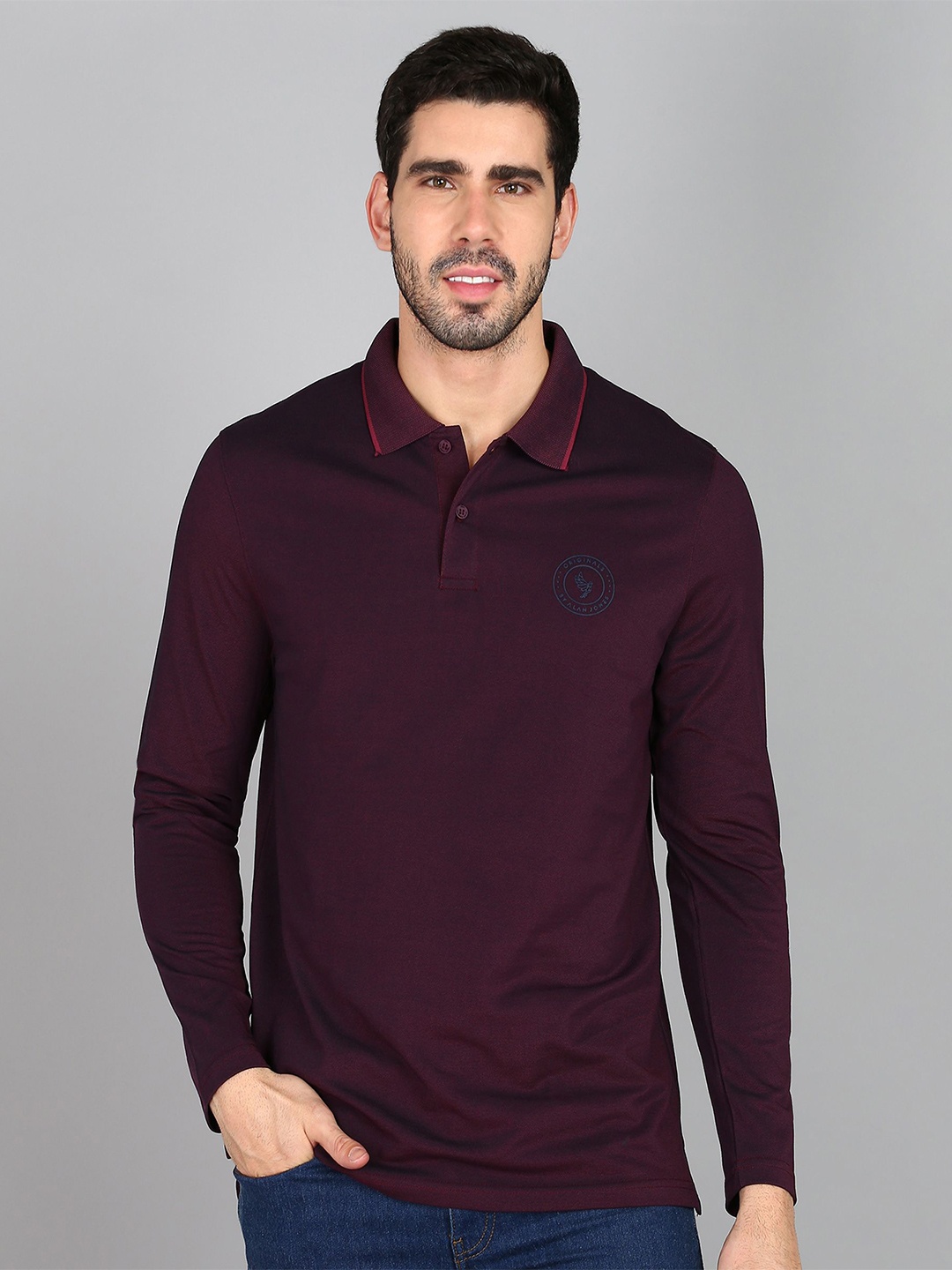 

Alan Jones Men Polo Collar T-shirt, Purple