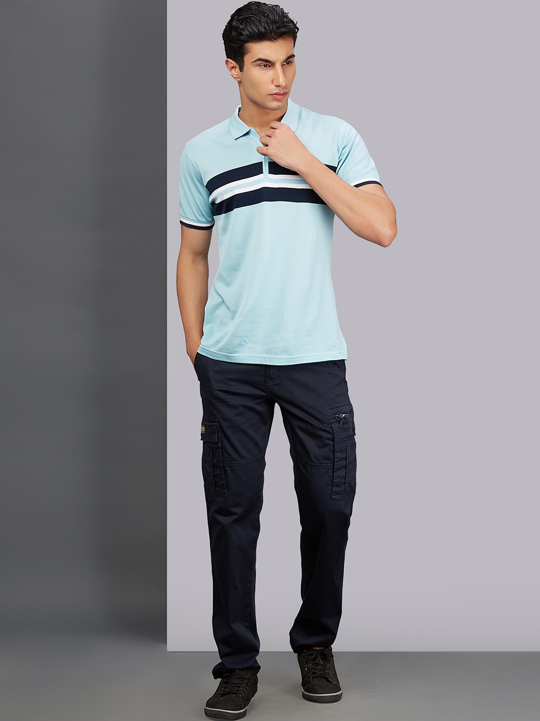 

beeve Men Regular Fit Cotton Track Pants, Navy blue