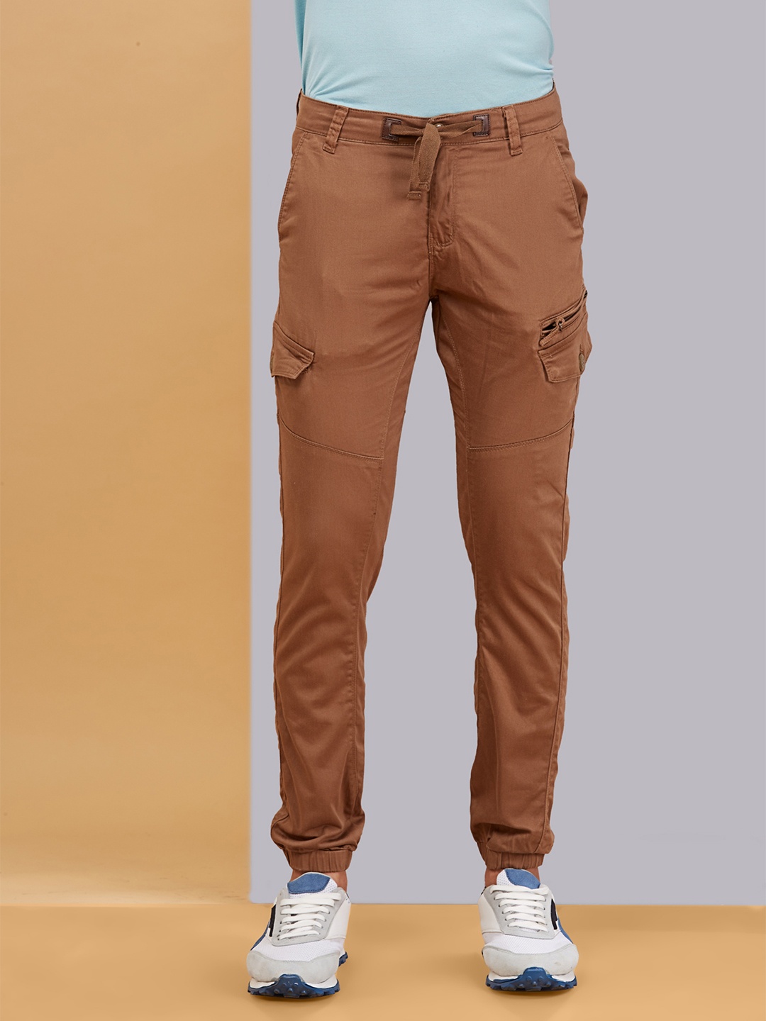 

beevee Men Cotton Joggers, Brown