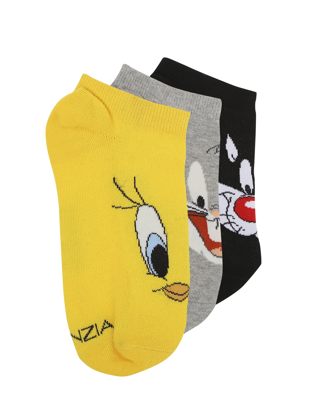 

Balenzia Pack of 3 Patterned Low-Cut Socks, Black