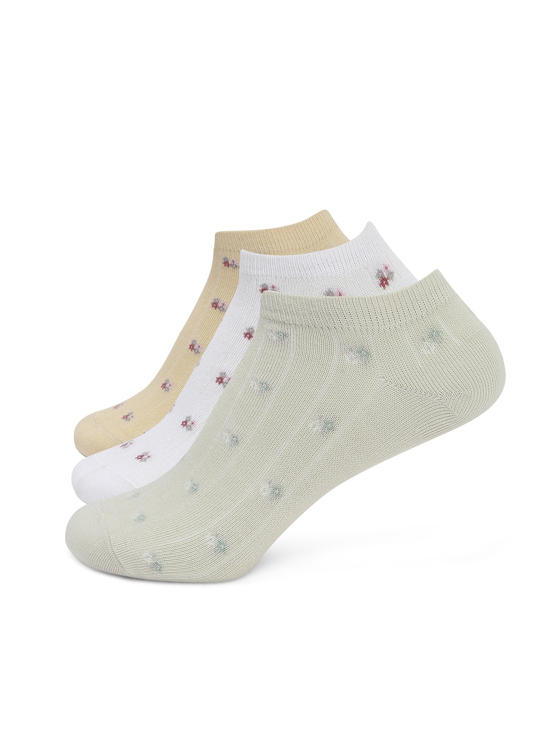 

Balenzia Women Pack Of 3 Patterned Ankle-Length Socks, White