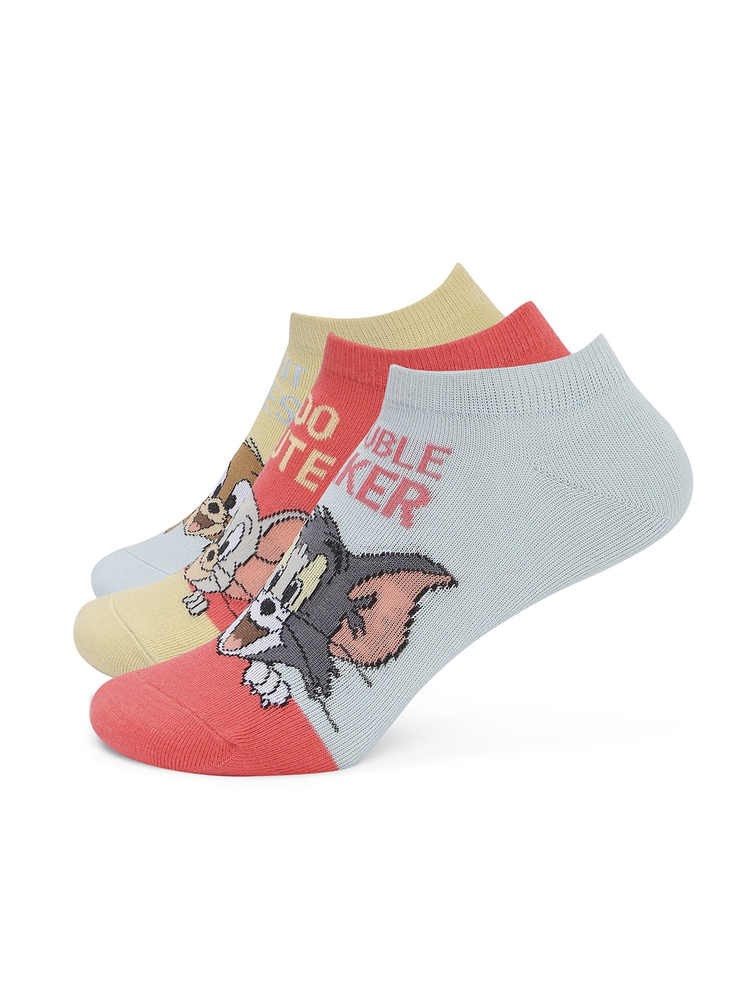 

Balenzia Tom & Jerry Cartoon Pack Of 3 Printed Cotton Ankle Length Socks, Peach