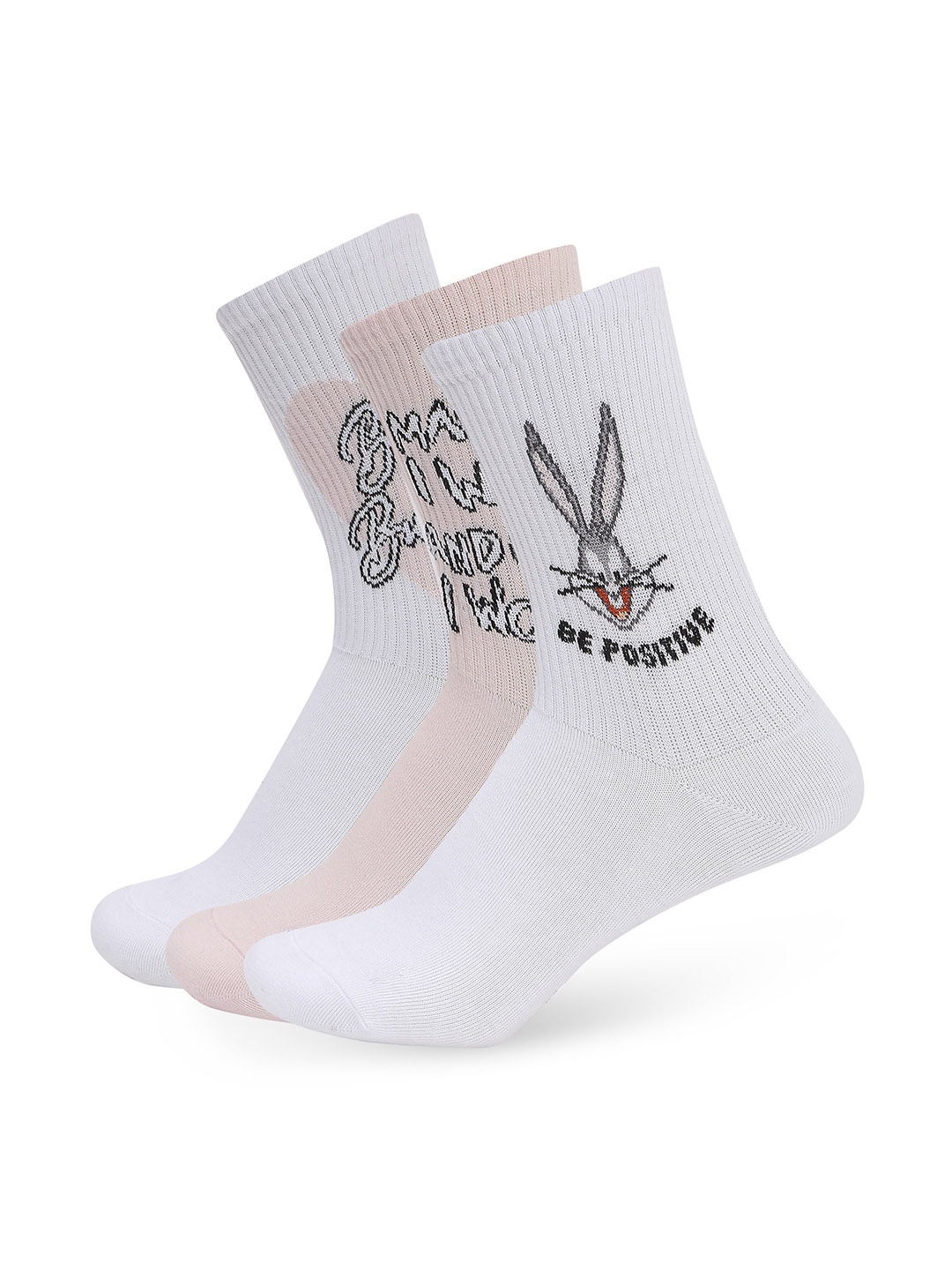 

Balenzia Pack of 3 Cartoon Themed Ribbed High Ankle Socks, Pink