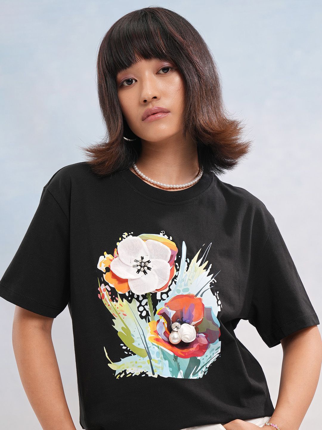 

Street By Tokyo Talkies Women Printed T-shirt, Black