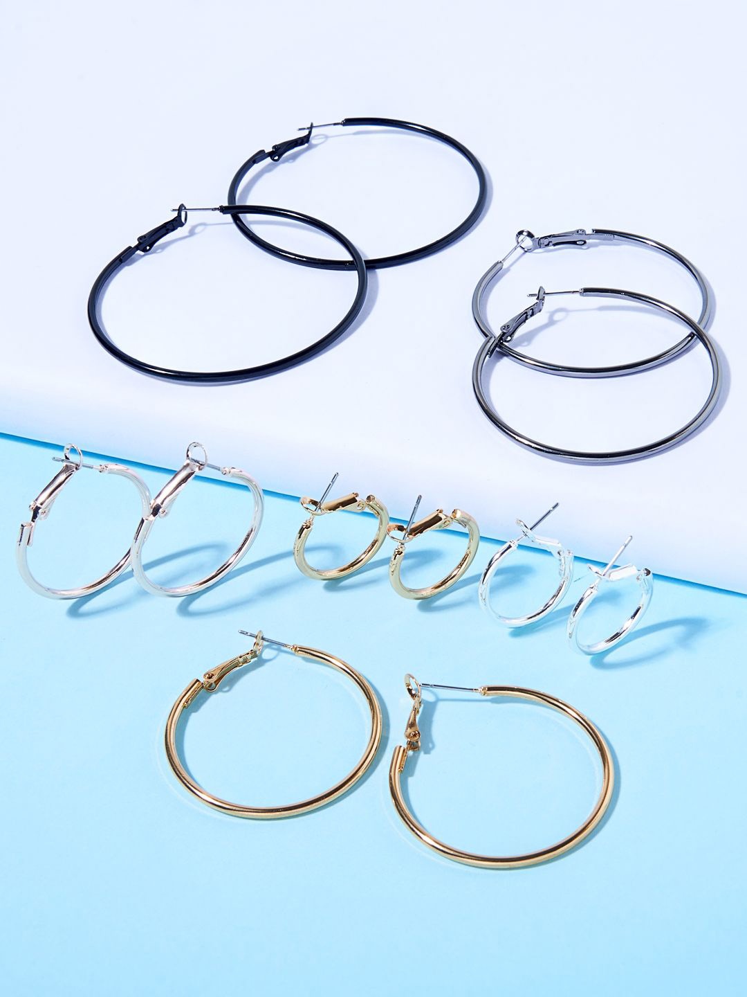 

ToniQ Set Of 6 Gold-Plated Geometric Hoop Earrings