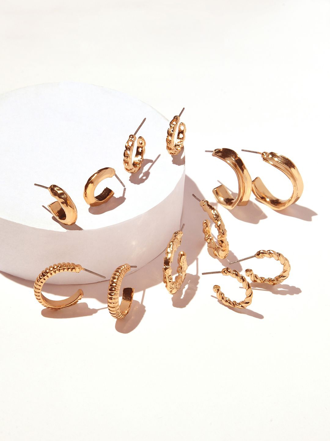 

ToniQ Set of 6 Gold-Plate Contemporary Half Hoop Earrings