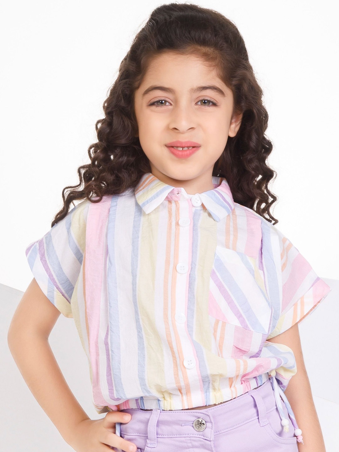 

Peppermint Striped Extended Sleeves Shirt Style Top, Multi