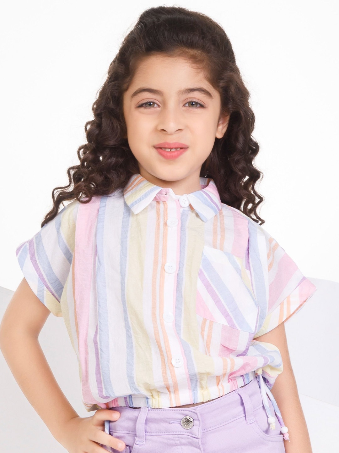 

Peppermint Striped Extended Sleeves Shirt Style Top, Multi