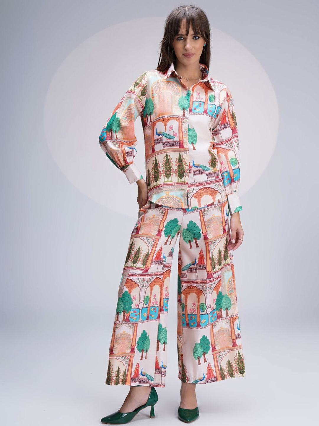 

WESTHOOD Printed Shirt With Palazzos, Pink