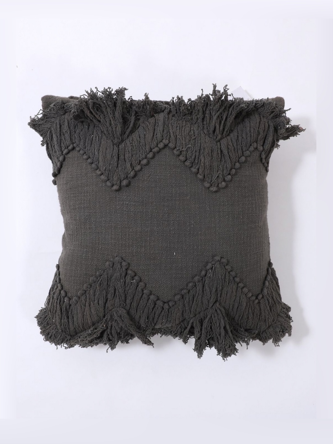 

Art Avenue Black Self Design Textured Cotton Square Cushion Cover