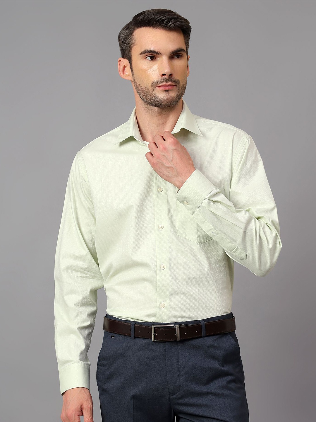 

Cantabil Men Comfort Opaque Formal Shirt, Green