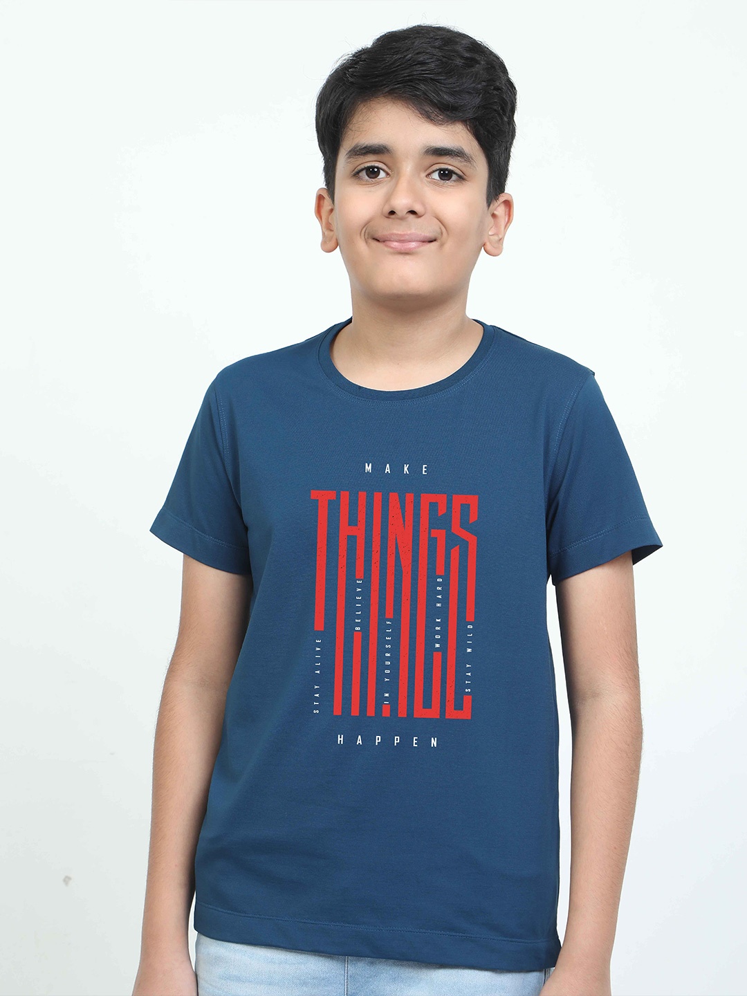 

STELLERS Boys Typography Printed Extended Sleeves T-shirt, Blue