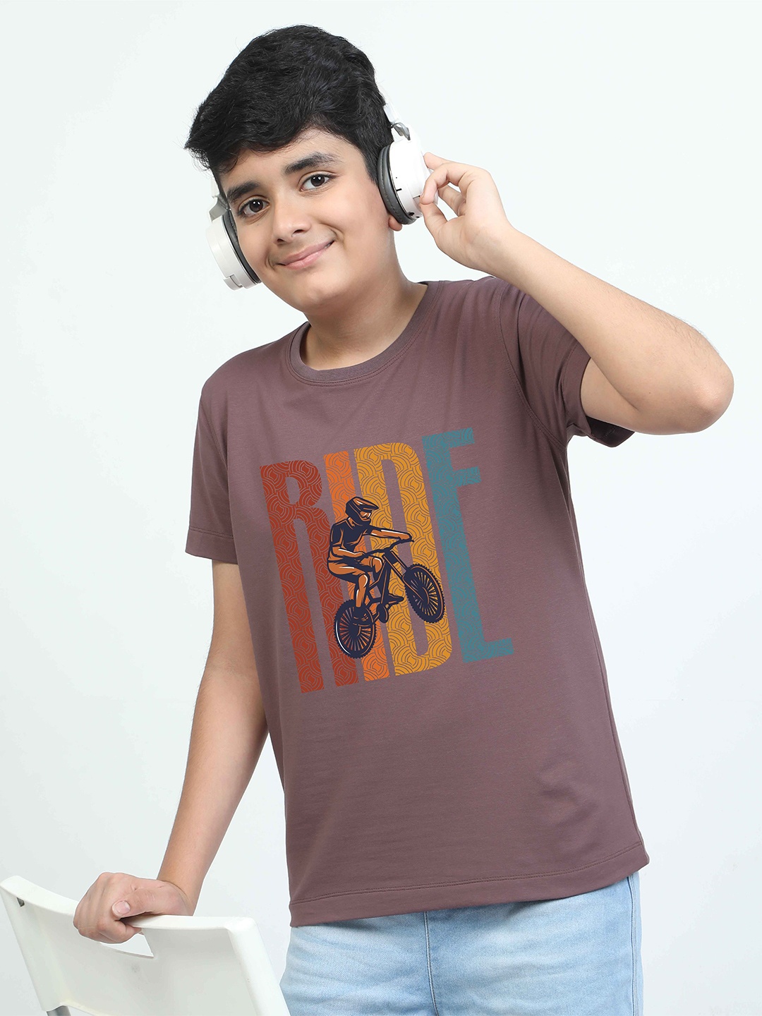 

STELLERS Boys Typography Printed Extended Sleeves Applique T-shirt, Mauve