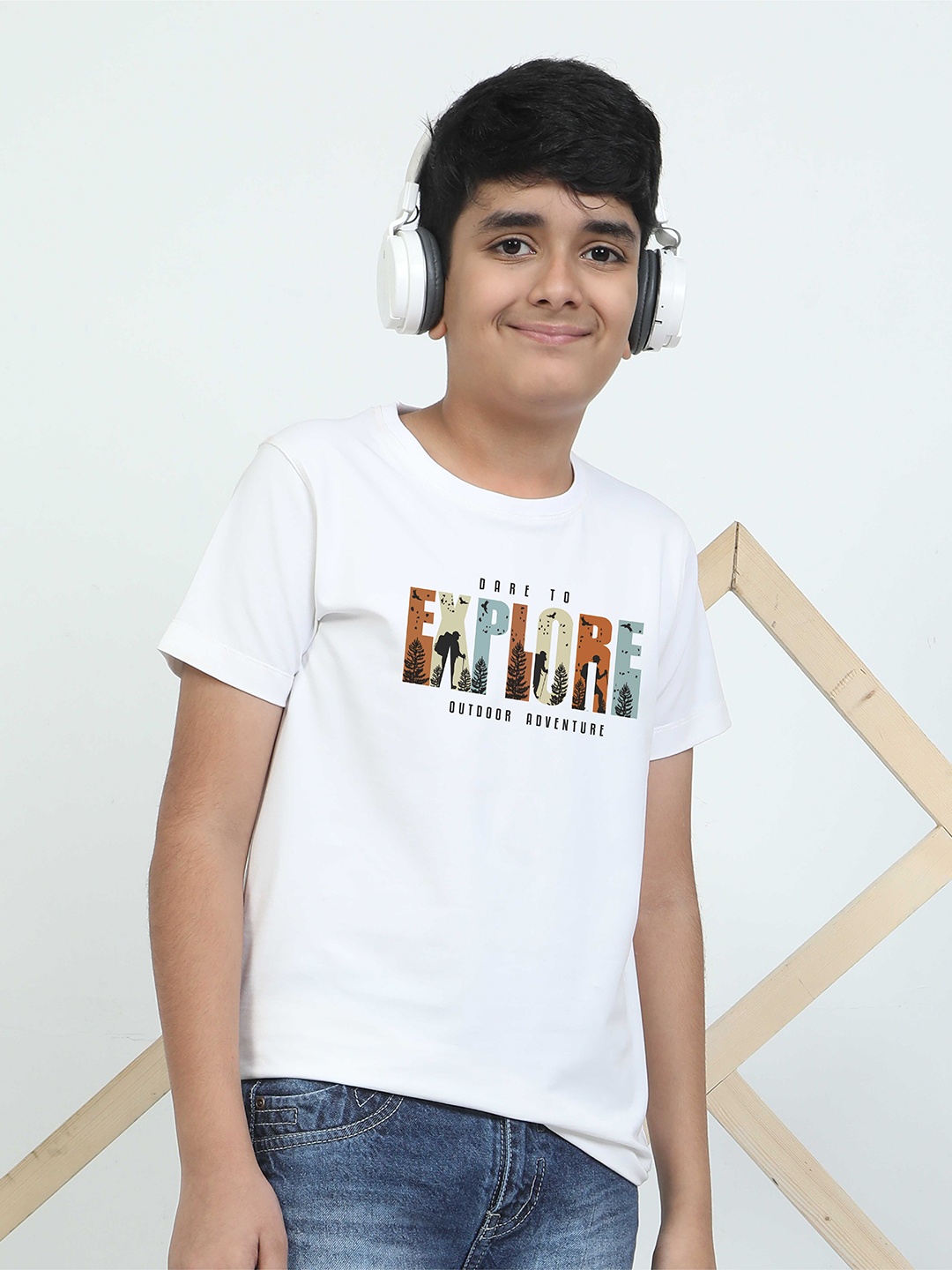 

STELLERS Boys Typography Printed Applique T-shirt, White