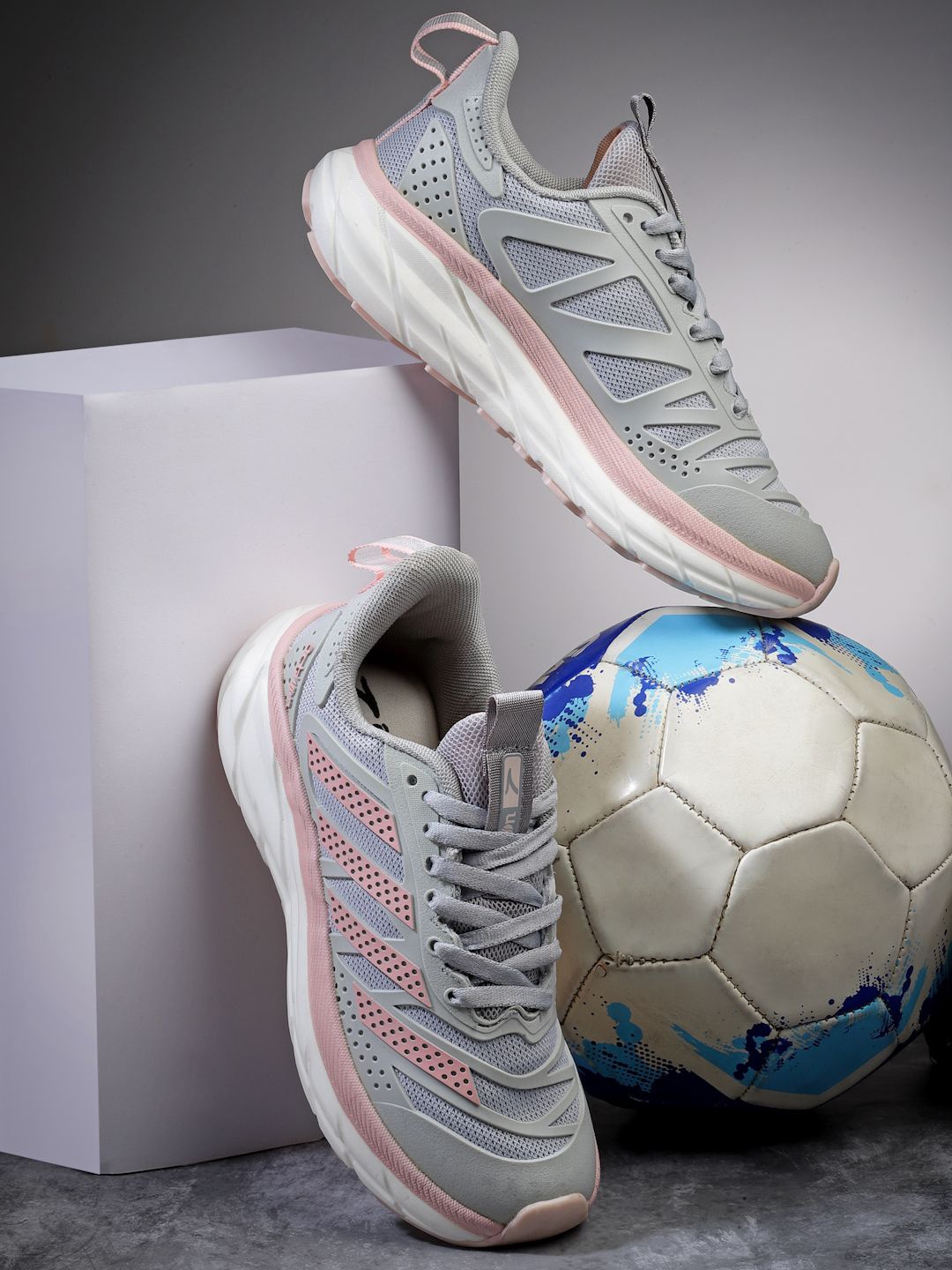 

Action Women KIA-206-LIGHT-GREY-PINK Mesh Running Non-Marking Shoes