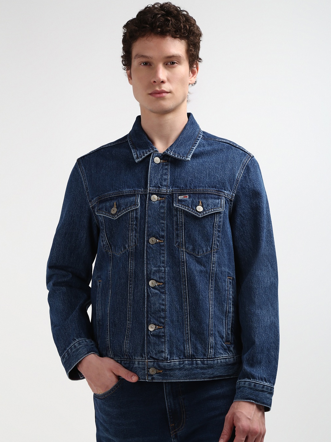 

Tommy Hilfiger Men Washed Denim Jacket, Blue