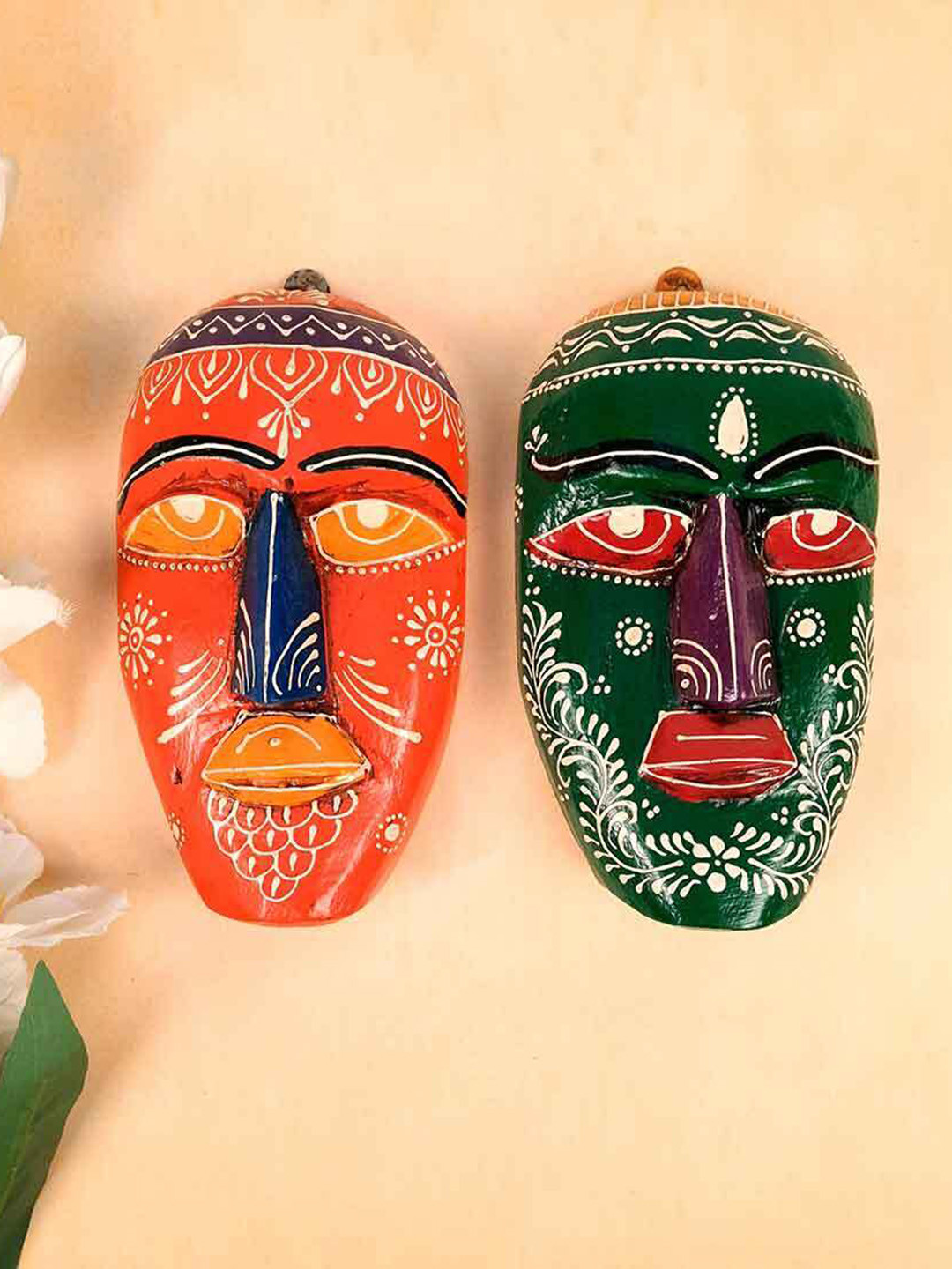 

apka mart Green & Orange 2 Pieces Printed Wooden Wall Decors