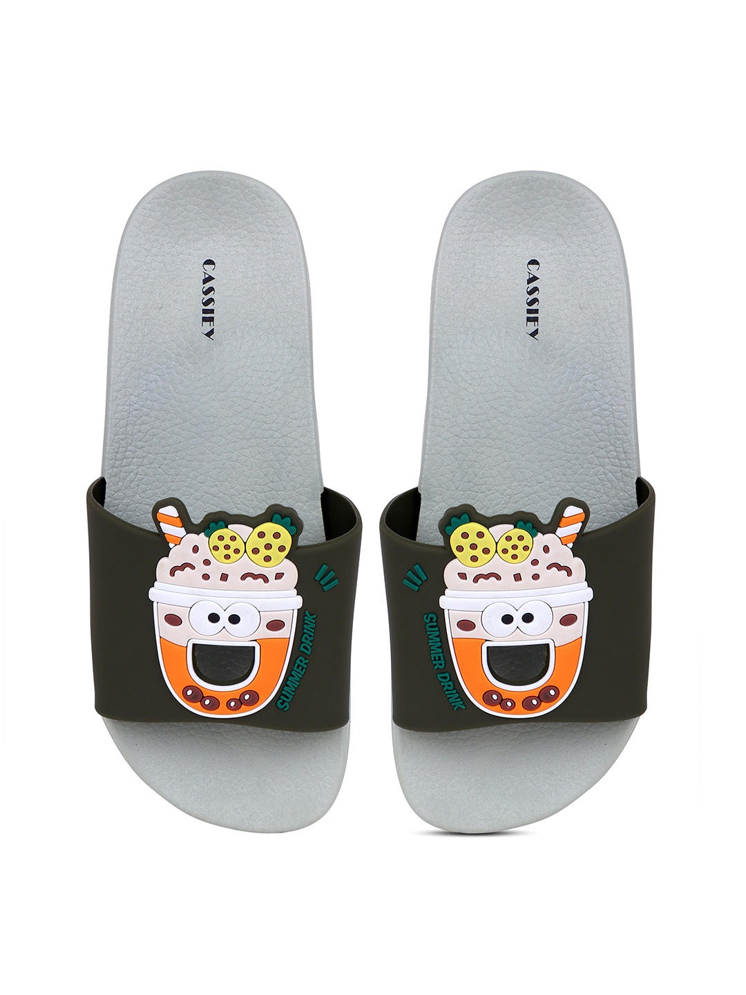 

CASSIEY Women Self Design Rubber Sliders, Grey