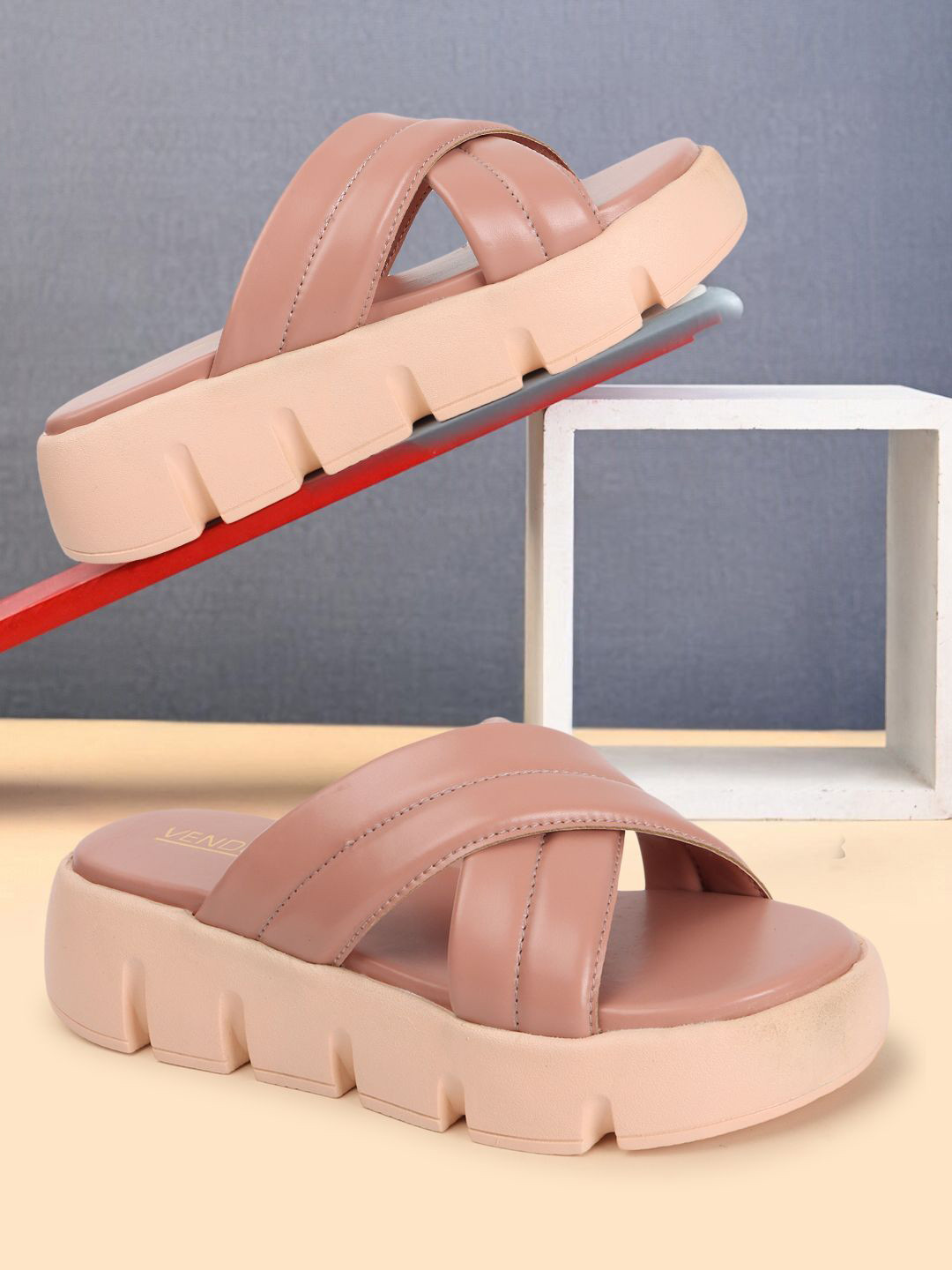 

VENDOZ Women Open Toe Flats, Pink
