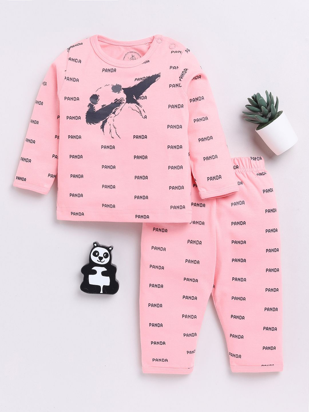 

Clt.s Kids Graphic Printed Pure Cotton Night suit, Pink