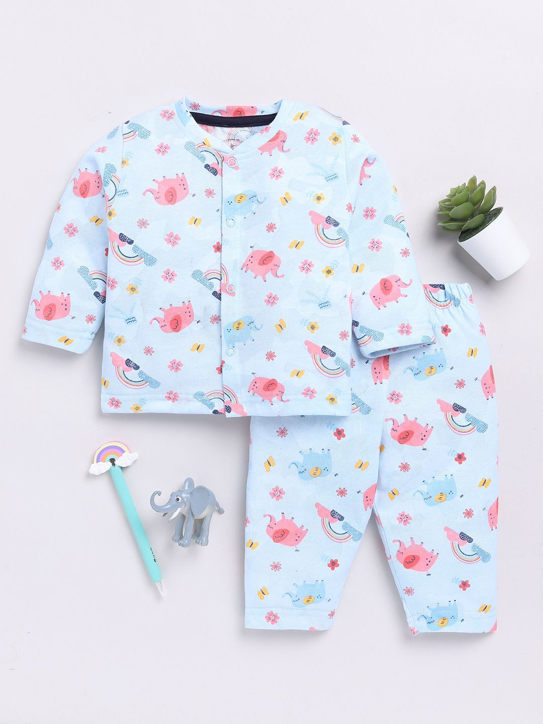 

Clt.s Unisex Kids Graphic Printed Night suit, Blue