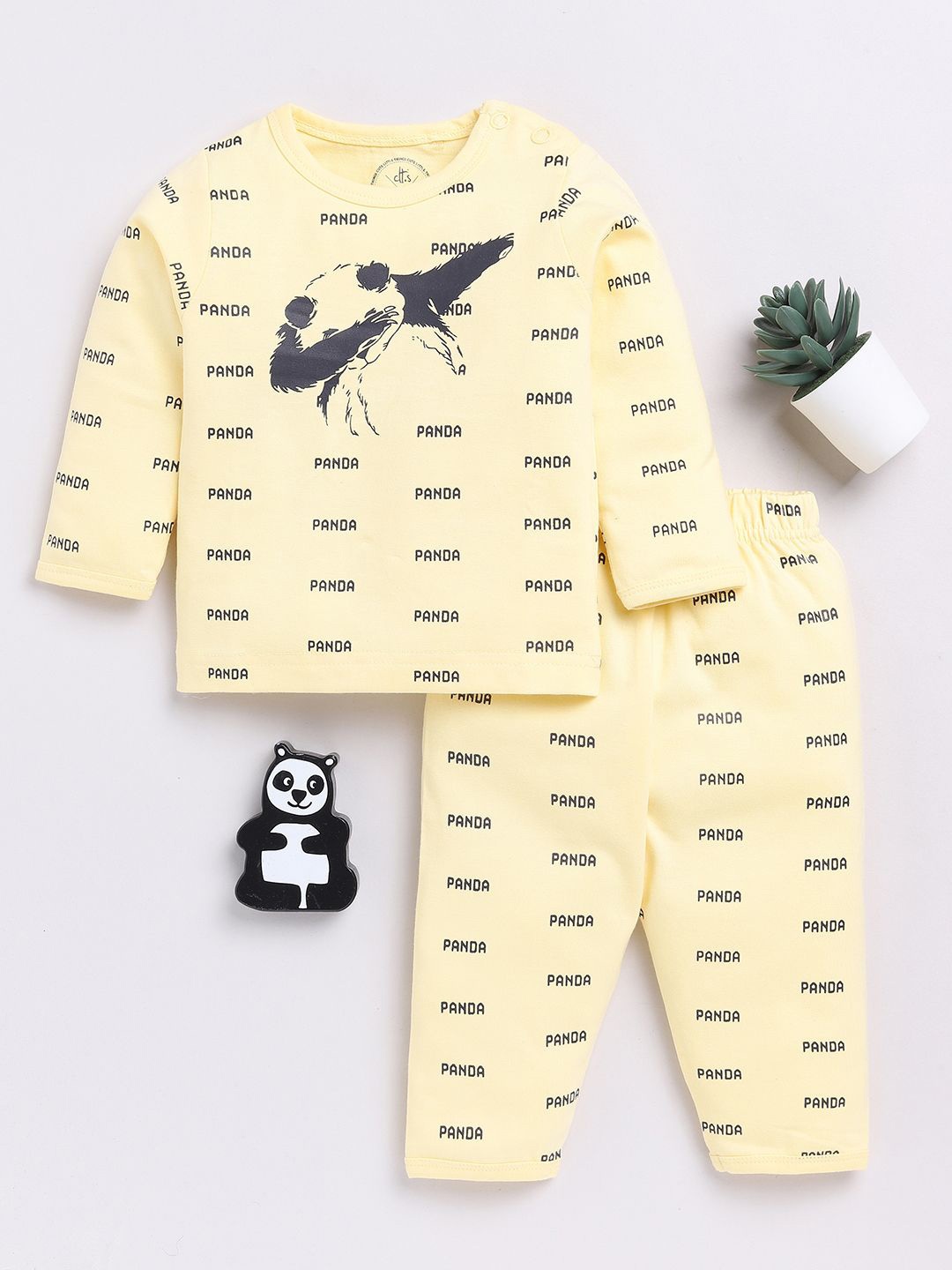 

Clt.s Unisex Kids Graphic Printed Pure Cotton Night Suit, Yellow