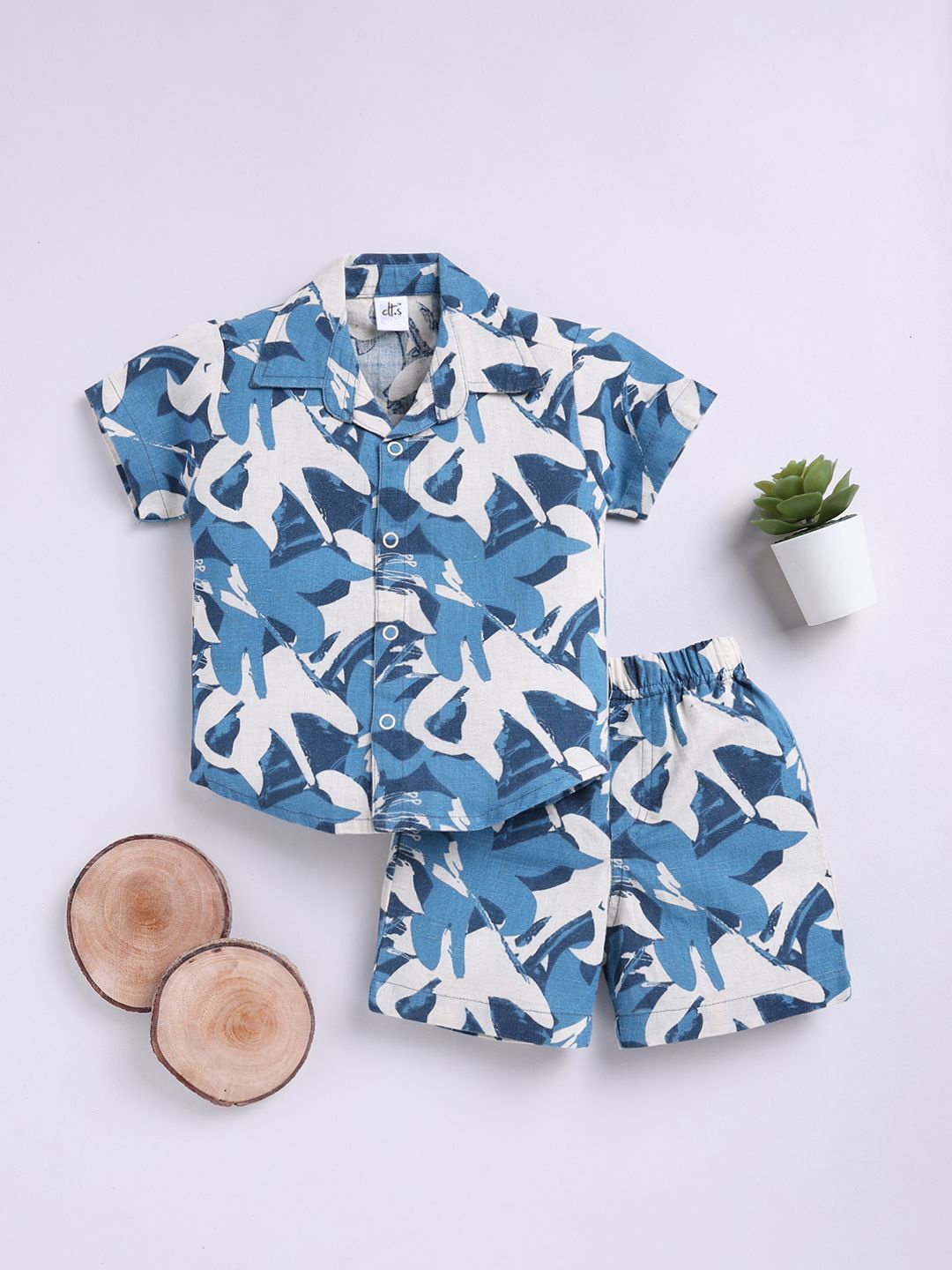 

Clt.s Unisex Kids Tropical Printed Pure Cotton Night suit, Blue