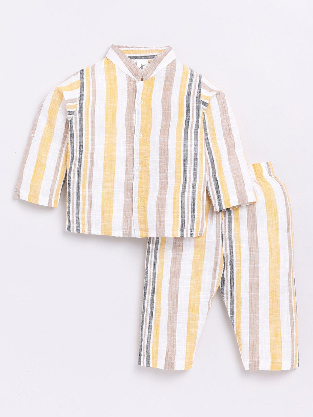 

Clt.s Unisex Kids Striped Pure Cotton Night suit, Yellow