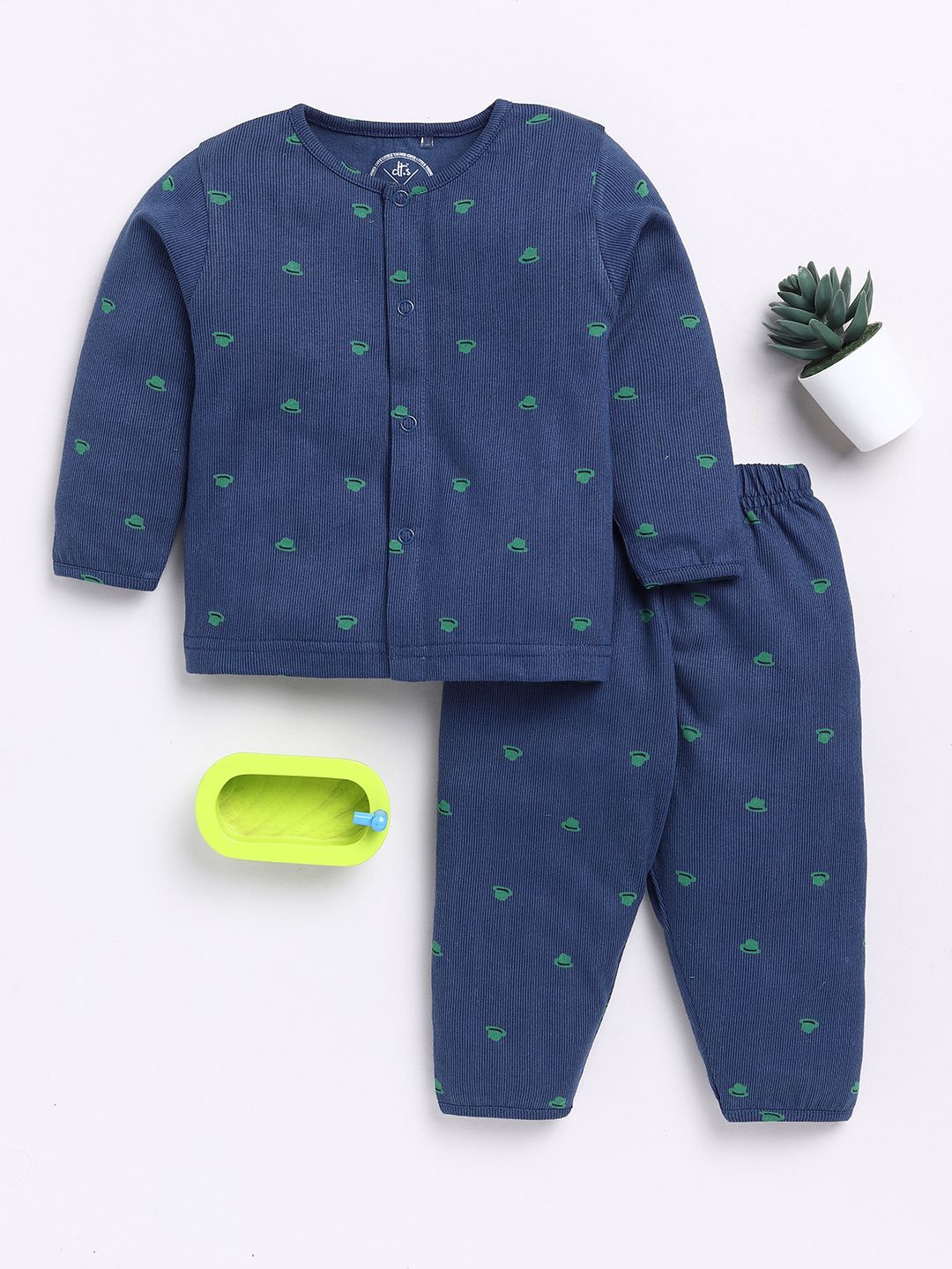 

Clt.s Unisex Kids Graphic Printed Pure Cotton Night suit, Blue