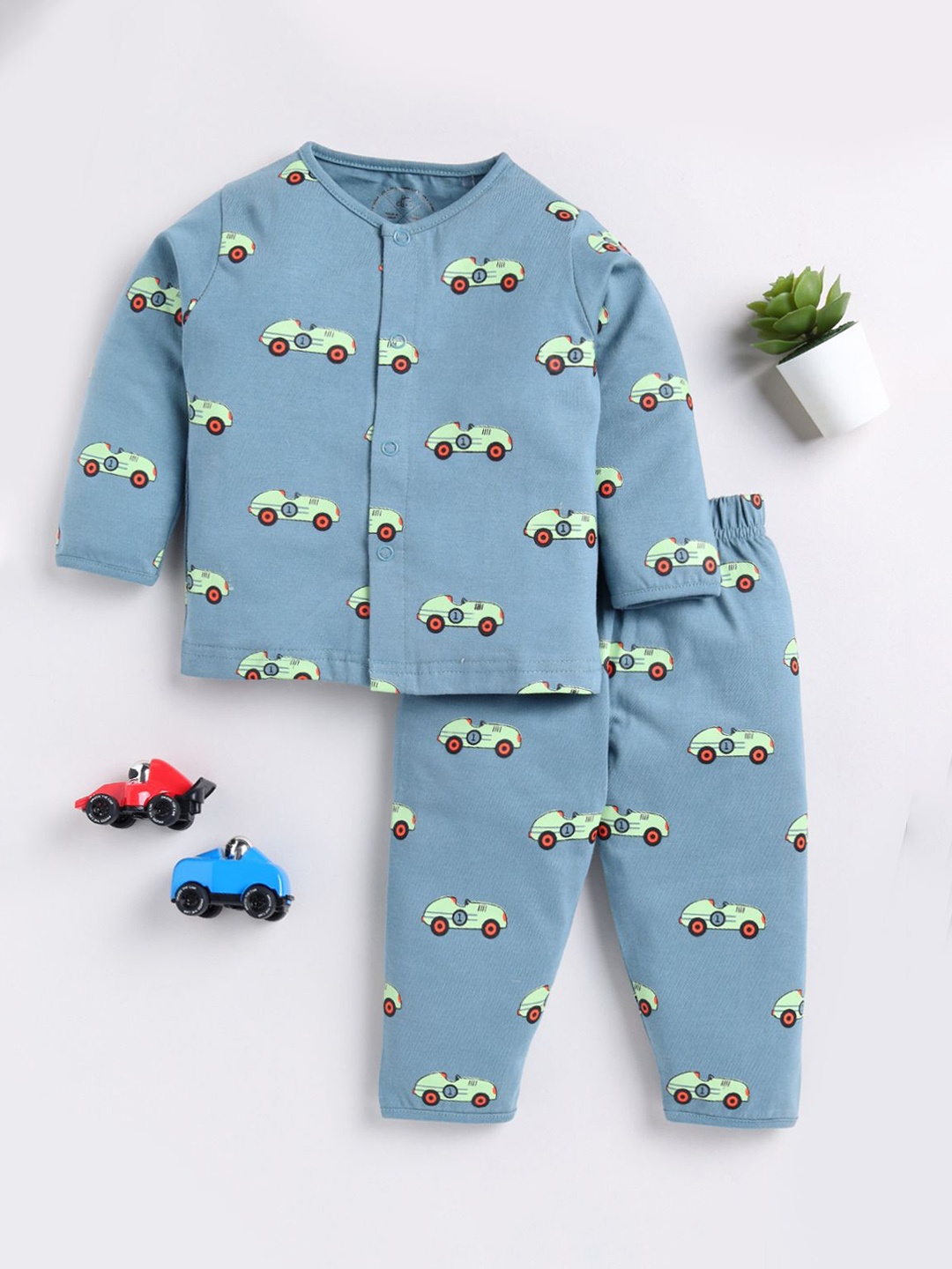 

Clt.s Kids Graphic Printed Pure Cotton Night suit, Blue