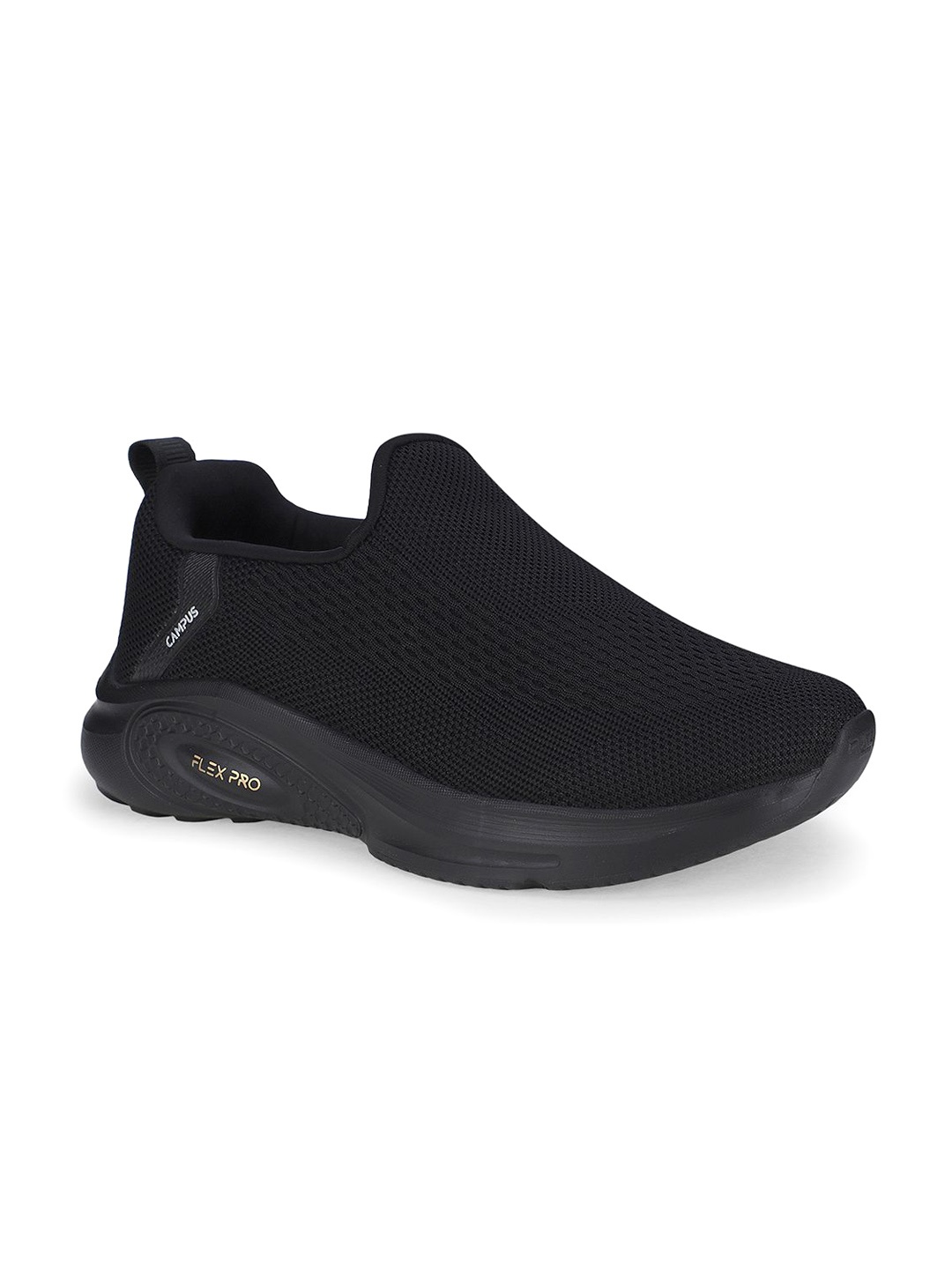 

Campus Men Round Toe Memory Foam Mesh Slip-On Sneakers, Black