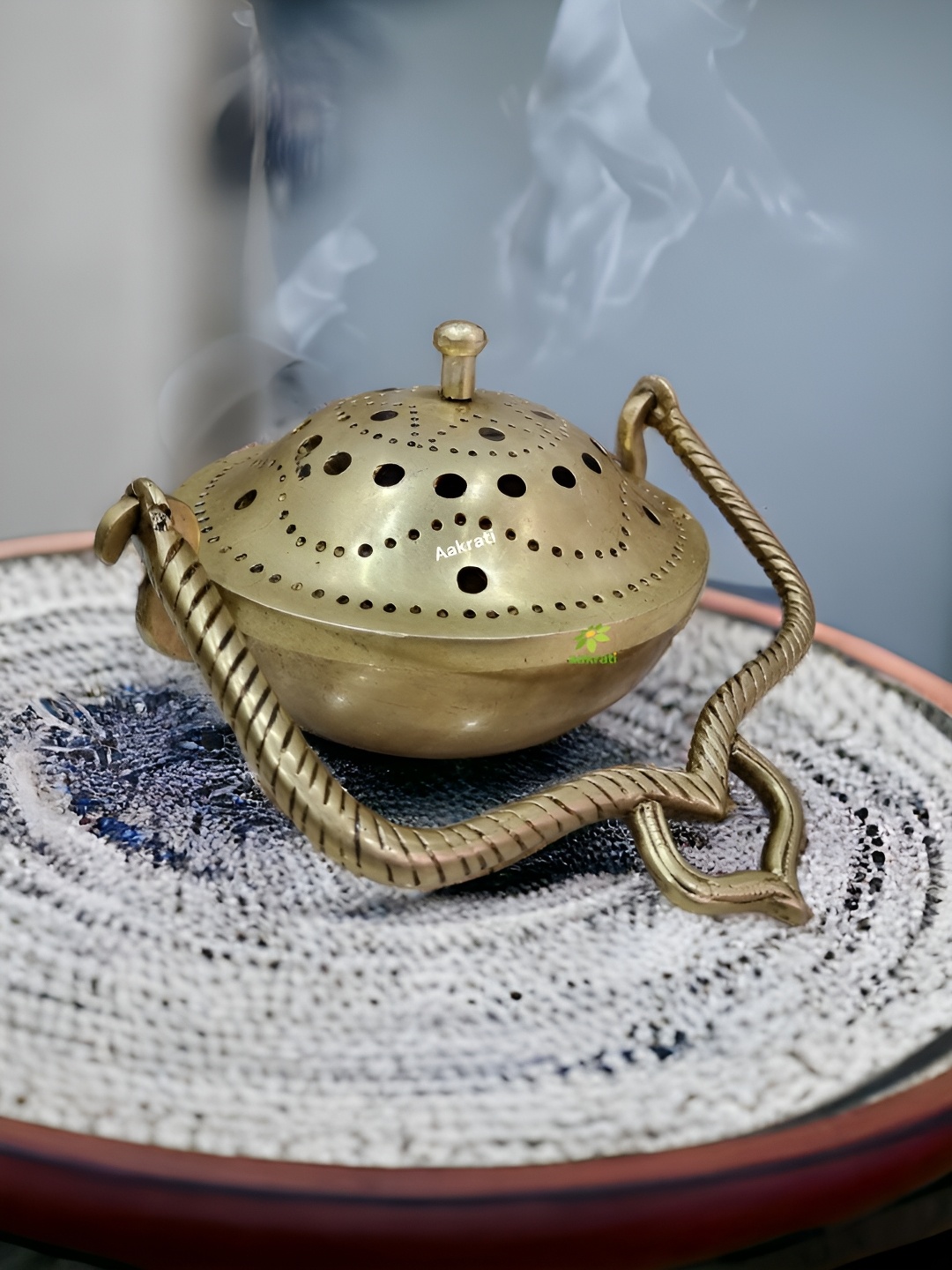 

Aakrati Yellow Brass Dhoop Dani Pooja Essentials